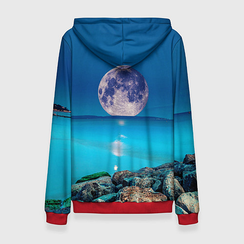 Женская толстовка Лунный пляж / 3D-Красный – фото 2