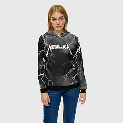 Толстовка-худи женская METALLICA РАЗРЯД МОЛНИИ, цвет: 3D-черный — фото 2