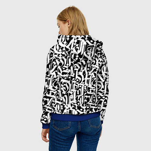 Женская толстовка КАЛЛИГРАФИЯ CALLIGRAPHY / 3D-Синий – фото 4