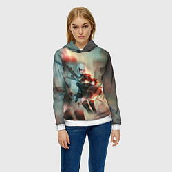 Толстовка-худи женская 2B Nier Automata Z, цвет: 3D-белый — фото 2