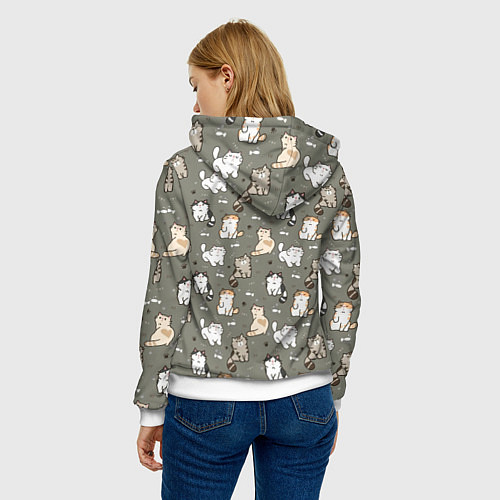Женская толстовка Кошечки с рыбками / 3D-Белый – фото 4