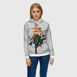 Толстовка-худи женская Арт Ророноа Зоро, One Piece, цвет: 3D-белый — фото 2