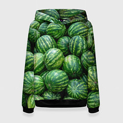 Толстовка-худи женская Арбузы, цвет: 3D-черный