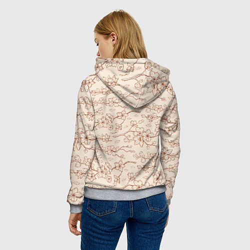 Женская толстовка Китайский Дракон и Сакура / 3D-Меланж – фото 4