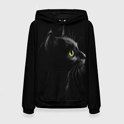 Толстовка-худи женская Черный кот, цвет: 3D-черный
