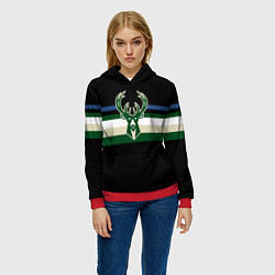 Толстовка-худи женская Milwaukee Bucks форма Statement Edition, цвет: 3D-красный — фото 2