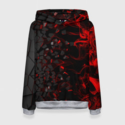 Толстовка-худи женская 3Д Разлом 3D Плиты и огонь, цвет: 3D-меланж