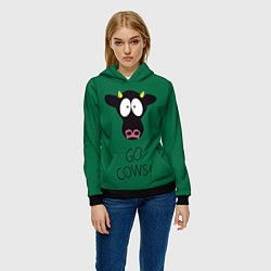 Толстовка-худи женская Go Cows, цвет: 3D-черный — фото 2