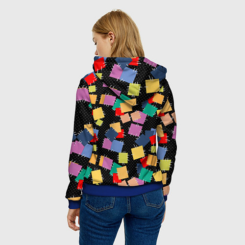 Женская толстовка Заплатки на черном фоне / 3D-Синий – фото 4