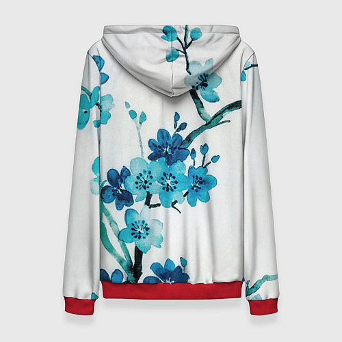 Женская толстовка Голубая сакура / 3D-Красный – фото 2