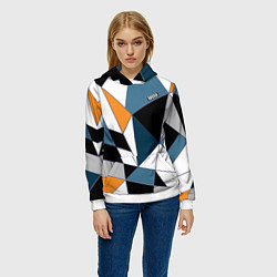 Толстовка-худи женская Геометрический узор, цвет: 3D-белый — фото 2
