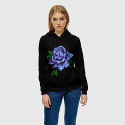 Толстовка-худи женская Сапфировая роза, цвет: 3D-черный — фото 2