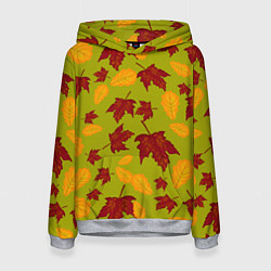 Толстовка-худи женская Осенние листья клён и дуб, цвет: 3D-меланж