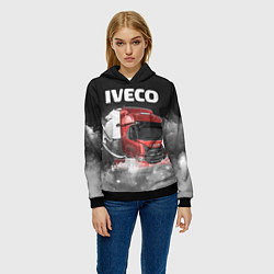 Толстовка-худи женская Iveco truck, цвет: 3D-черный — фото 2