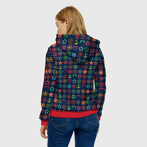 Женская толстовка Морской разноцветный узор / 3D-Красный – фото 4