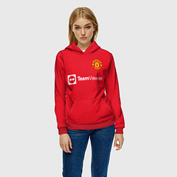 Толстовка-худи женская Роналду Манчестер Юнайтед, цвет: 3D-красный — фото 2