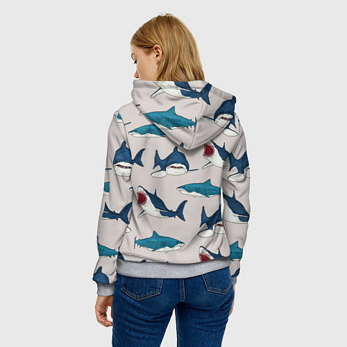 Женская толстовка Кровожадные акулы паттерн / 3D-Меланж – фото 4