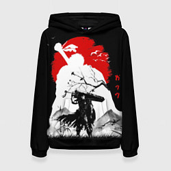 Толстовка-худи женская Берсерк силуэт Гатса, цвет: 3D-черный