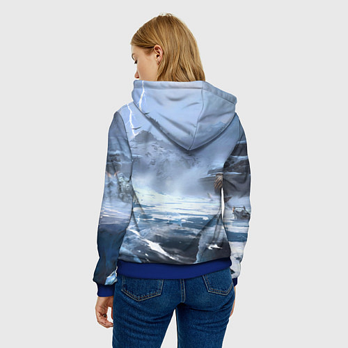 Женская толстовка Кратос и Атрей Рагнарек / 3D-Синий – фото 4