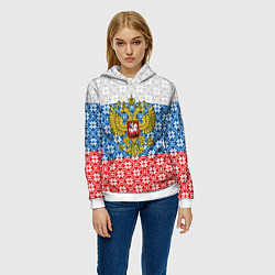 Толстовка-худи женская Россия Алатырь, цвет: 3D-белый — фото 2