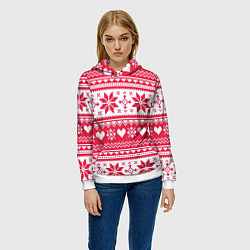 Толстовка-худи женская Новогодний уют, цвет: 3D-белый — фото 2