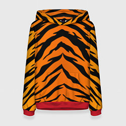 Толстовка-худи женская Шкура тигра цвета 3D-красный — фото 1
