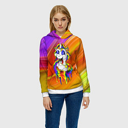 Толстовка-худи женская Единорог Unicorn Rainbow Z, цвет: 3D-белый — фото 2