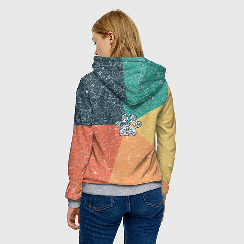 Женская толстовка Лапа на фоне АПВ 5 1 12 / 3D-Меланж – фото 4