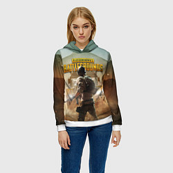 Толстовка-худи женская PUBG СОЛДАТ В ШЛЕМЕ ПАБГ, цвет: 3D-белый — фото 2