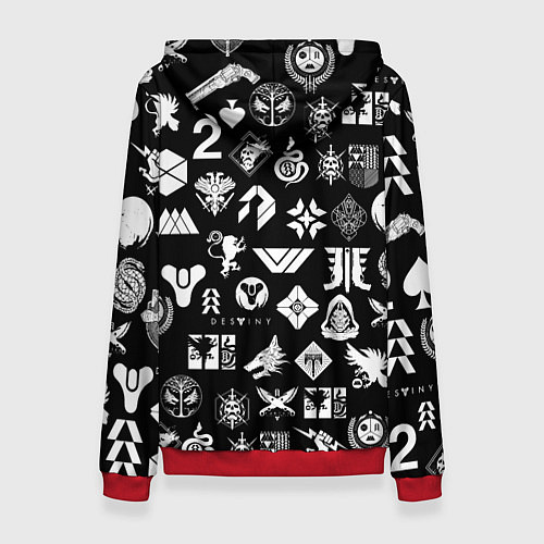 Женская толстовка DESTINY 2 PATTERN GAME LOGO ДЕСТИНИ 2 ПАТТЕРН СИМВ / 3D-Красный – фото 2