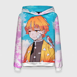 Толстовка-худи женская КЛИНОК РАССЕКАЮЩИЙ ДЕМОНОВ, ЗЕНИТЦУ, цвет: 3D-белый