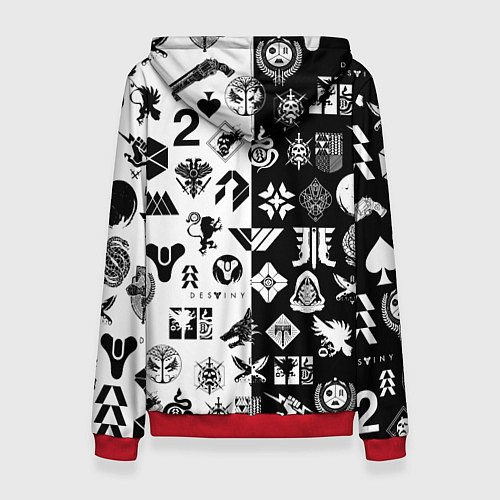 Женская толстовка DESTINY LOGOBOMBING ЧЁРНО БЕЛОЕ / 3D-Красный – фото 2