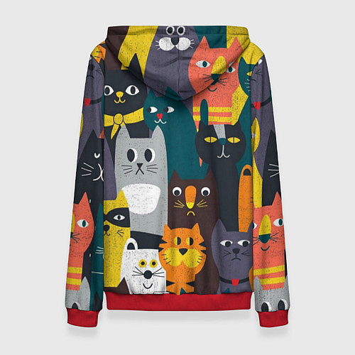 Женская толстовка Крутые коты / 3D-Красный – фото 2