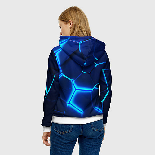 Женская толстовка 3D ПЛИТЫ NEON STEEL НЕОНОВЫЕ ПЛИТЫ / 3D-Белый – фото 4