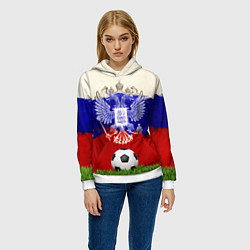 Толстовка-худи женская Российский футбол, цвет: 3D-белый — фото 2