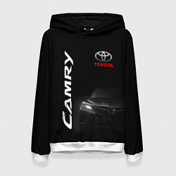 Толстовка-худи женская Черная Тойота Камри, цвет: 3D-белый