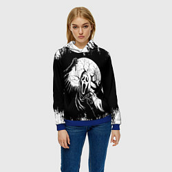 Толстовка-худи женская Крик Хэллоуин Хоррор Scream Halloween, цвет: 3D-синий — фото 2