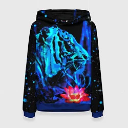 Толстовка-худи женская Синий водяной тигр, цвет: 3D-синий