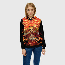 Толстовка-худи женская Пламенный столб Ренгоку Кенджуро, цвет: 3D-черный — фото 2