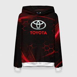 Толстовка-худи женская Toyota Неоновые соты, цвет: 3D-белый