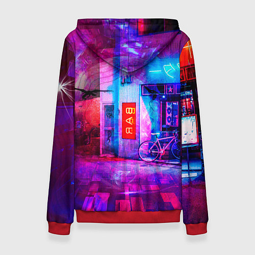 Женская толстовка Zero Two в неоновом городе / 3D-Красный – фото 2