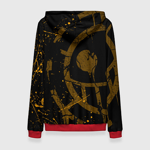 Женская толстовка ВАН ПИС ПИРАТЫ ЖЁЛТЫЙ ЛОГО / 3D-Красный – фото 2