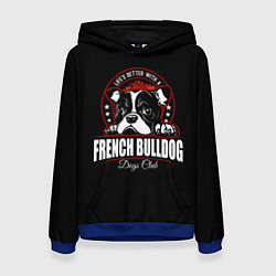 Толстовка-худи женская Французский Бульдог French Bulldog, цвет: 3D-синий
