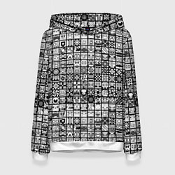 Толстовка-худи женская Geometry Dash: BW Pattern, цвет: 3D-белый