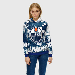 Толстовка-худи женская Эдмонтон Ойлерз Edmonton Oilers, цвет: 3D-синий — фото 2
