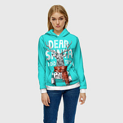 Толстовка-худи женская Олень в свитере с оленями, цвет: 3D-белый — фото 2