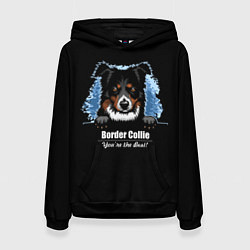 Толстовка-худи женская Бордер-Колли Border-Collie, цвет: 3D-черный