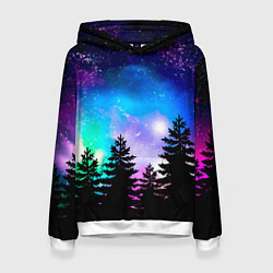 Женская толстовка Космический лес, елки и звезды
