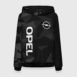 Толстовка-худи женская Опель, Opel геометрия, цвет: 3D-черный