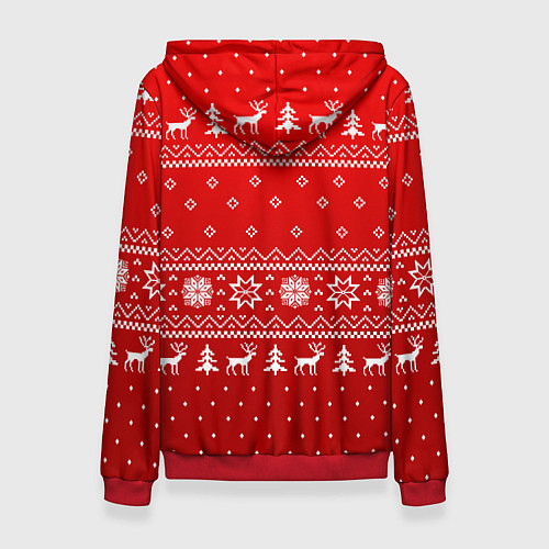 Женская толстовка Красный узор с оленями / 3D-Красный – фото 2